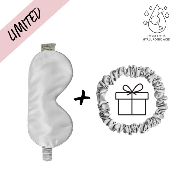 Silk Eye Mask + Gift Scrunchie - Silver