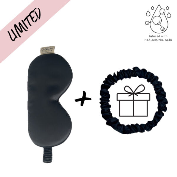 Silk Eye Mask + Gift Scrunchie - Black