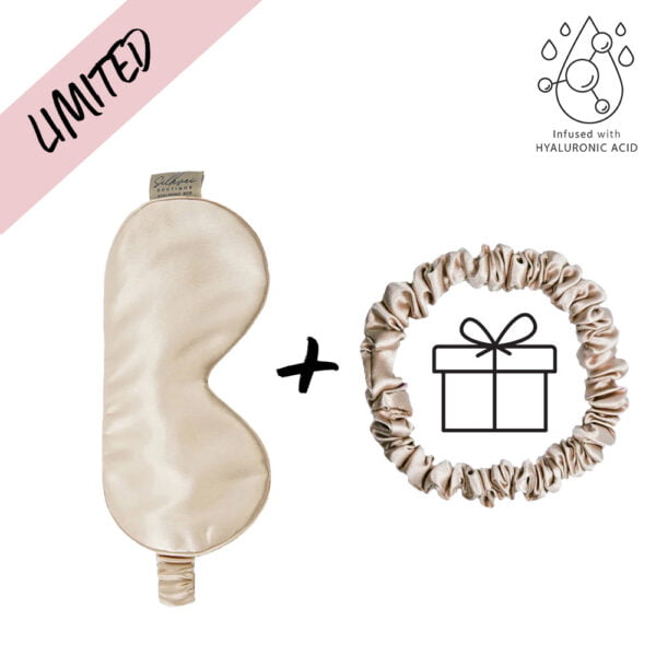 Silk Eye Mask + Gift Scrunchie - Sand